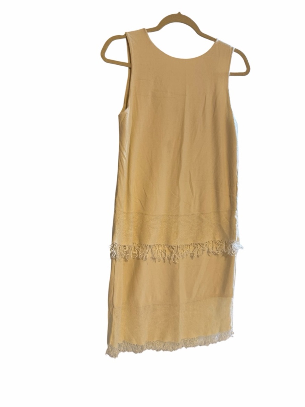Theory Cream Fringe Hem Sleeveless Shift Dress - Picture 3 of 7